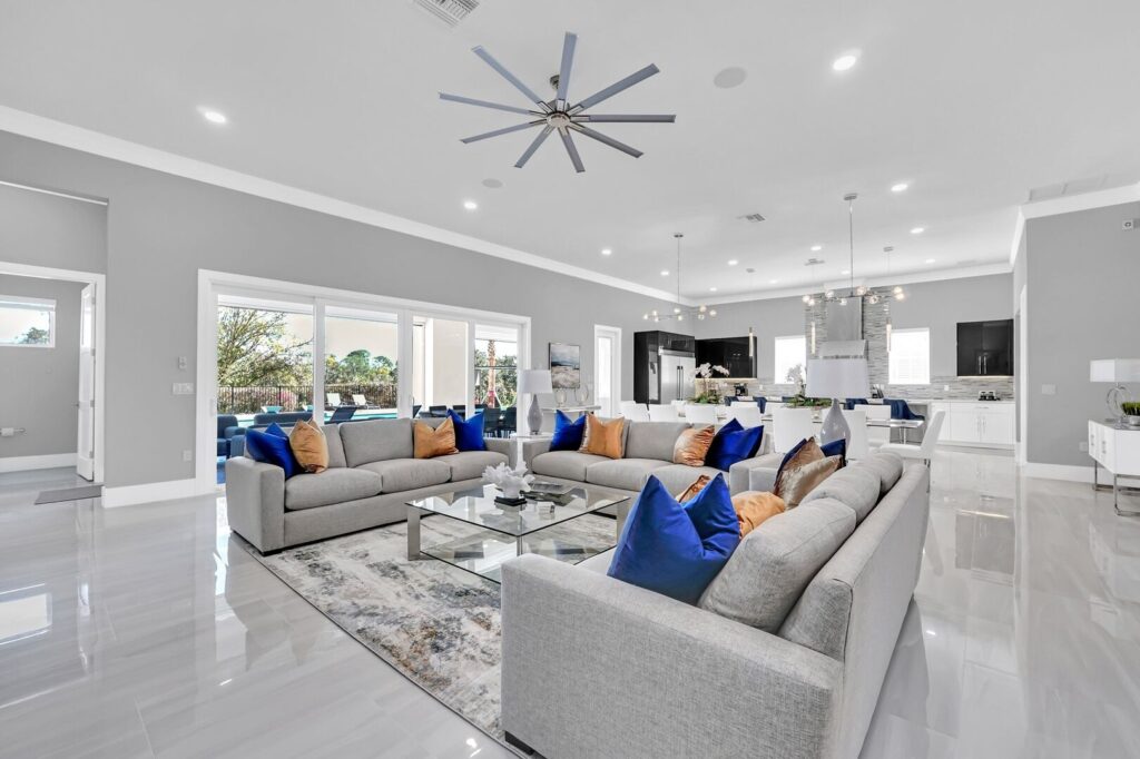 Living space in one of our Orlando luxury rentals